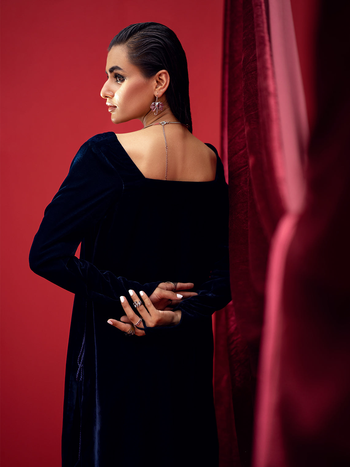 トップス fetico studious velour gatherd top NAVY fetico studious velour gatherd top NAVY CATEGORY FETICO | JURK