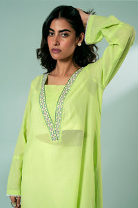 Lime Green Embroidered Tunic